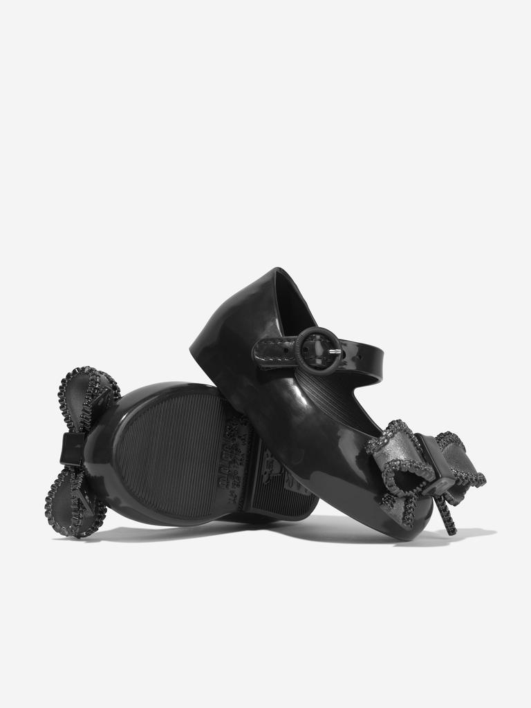 Mini Melissa Girls Mini Sweet Love Bow Jelly Ballerinas in Black