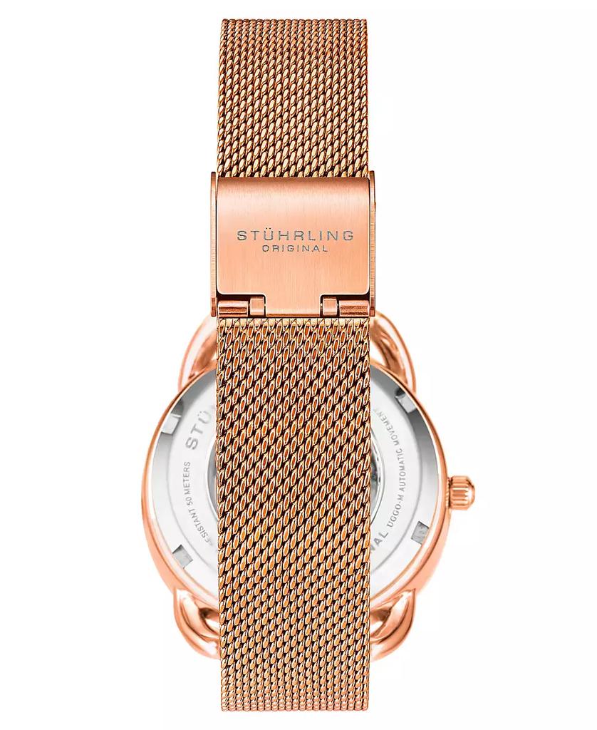Stuhrling Women's Automatic Rose Gold-Tone Mesh Bracelet Watch 36mm