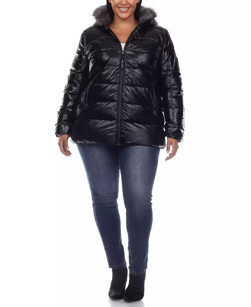 White Mark Plus Size Metallic Puffer Coat with Hoodie 4