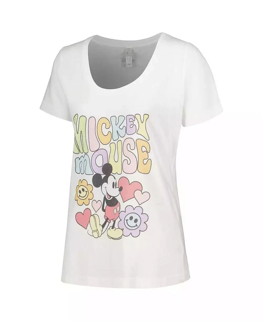 Mad Engine Women's Mickey Mouse White Mickey & Friends Groovy Scoop Neck T-shirt 2