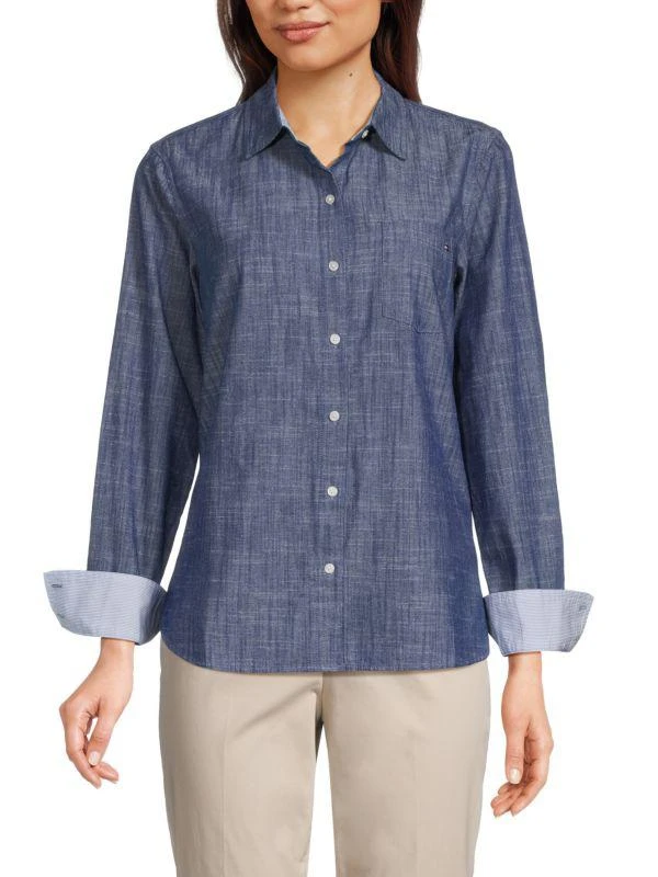Tommy Hilfiger Roll-Tab Chambray Button Down Shirt 4