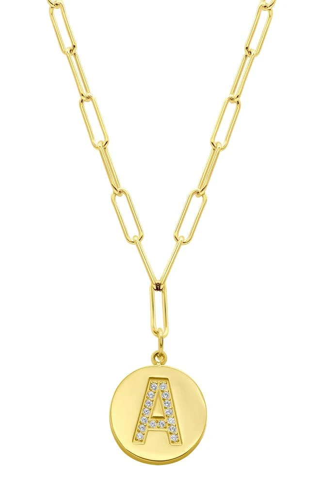 ADORNIA 14K Gold Plated Pavé Initial Pendant Necklace 1