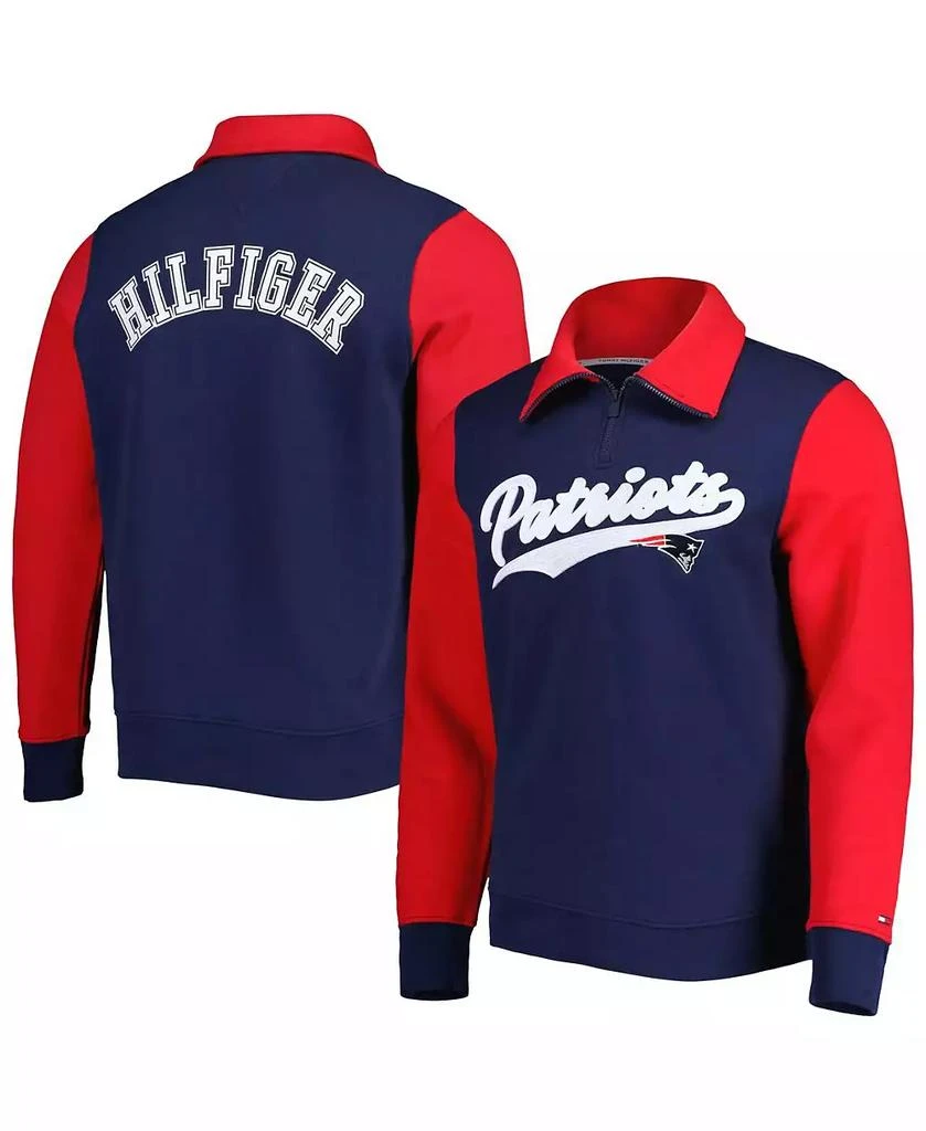 Tommy Hilfiger Men's Navy, Red New England Patriots Aiden Quarter-Zip Top 1