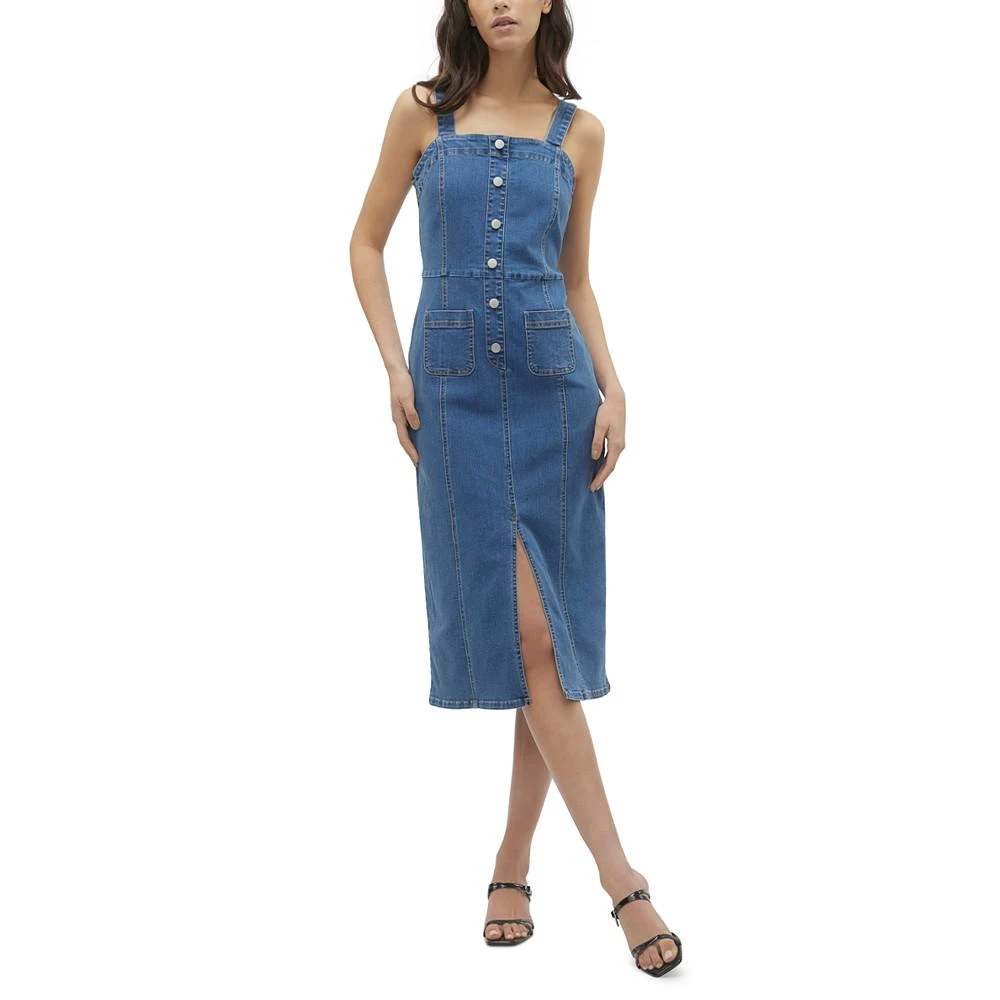 Vero Moda Women's Saila Sleeveless Denim Slit-Front Midi Dress 4