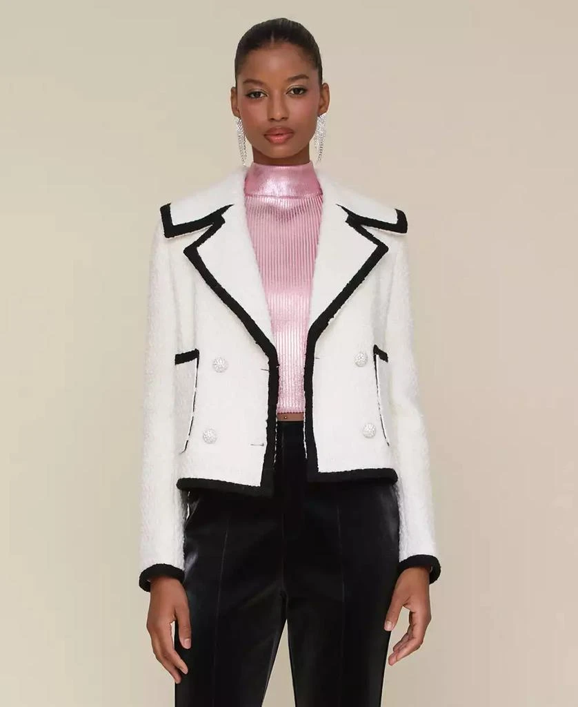 Avec Les Filles Women's Tweed Double-Breasted Tipped Jacket 3