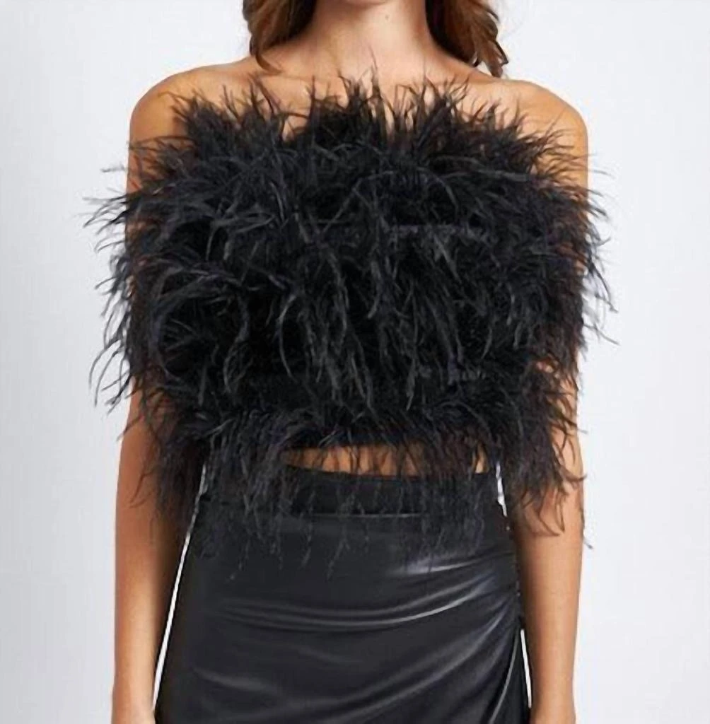 En Saison Feather Top In Black 1