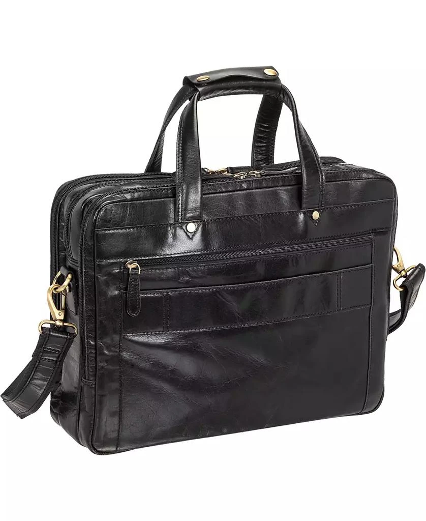 Mancini Leather Goods Men's Triple Compartment Briefcase 3