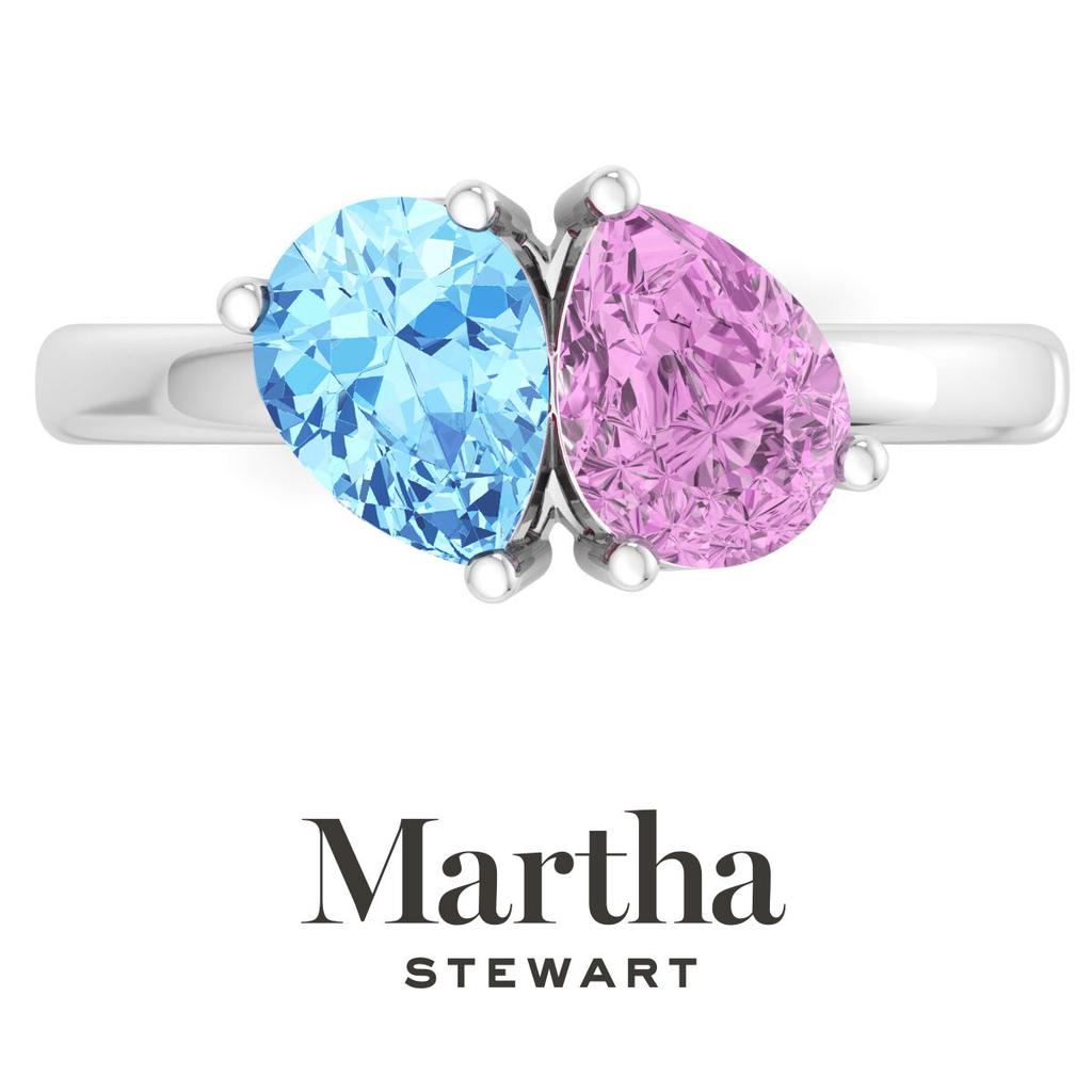 Martha Stewart 2 Carat Two Stone Gemstone Ring For Women in Sterling Silver, Gemstone Jewelry For Women