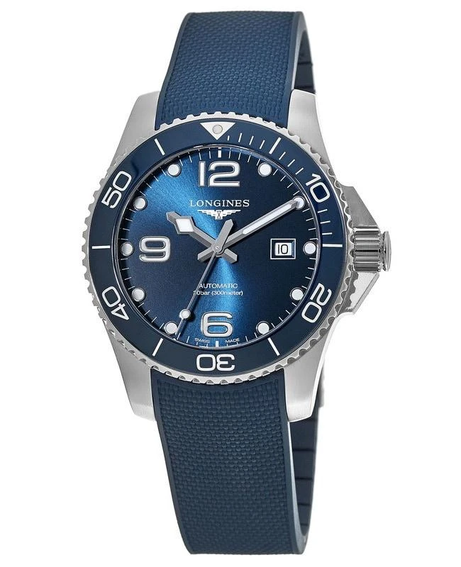 Longines Longines HydroConquest Automatic Blue Dial Blue Rubber Strap Men's Watch L3.782.4.96.9 1