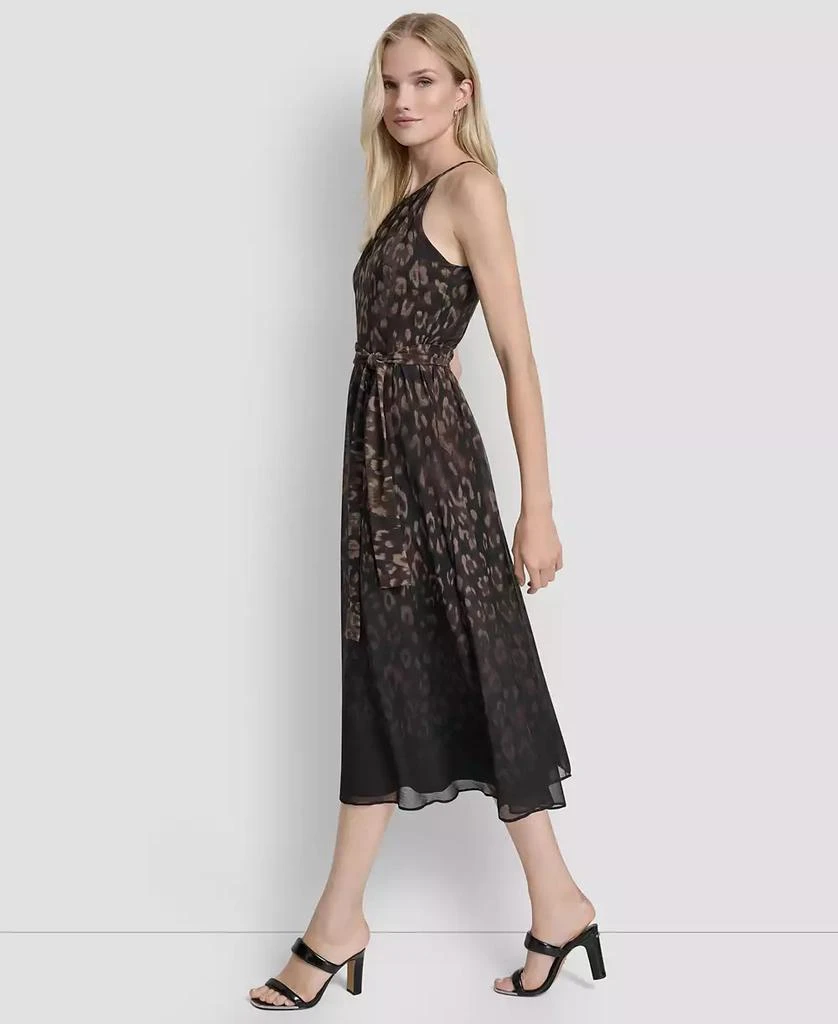 DKNY Women's Fit and Flare Sleeveless Crew Neck Midi Dress 4