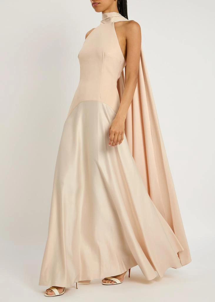 SOLACE LONDON Cece draped satin and crepe maxi dress 4