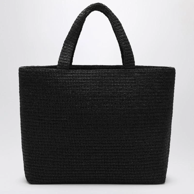 Yves Saint Laurent Black Raffia Tote Bag with logo 4