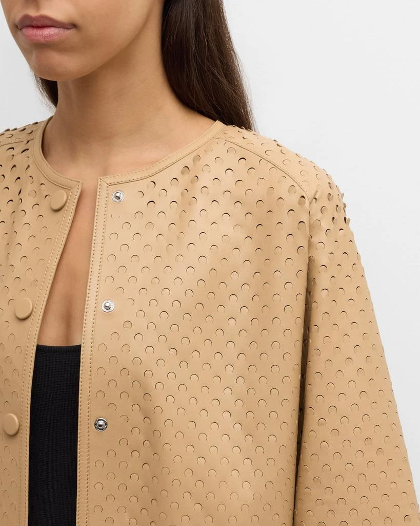 Lafayette 148 New York Perforated Nappa Leather Jacket 5