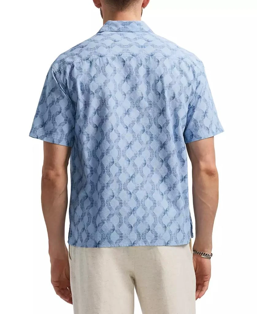 BUFFALO David Bitton Men's Sonix Relaxed Fit Short Sleeve Wave Print Button-Front Camp Shirt 5