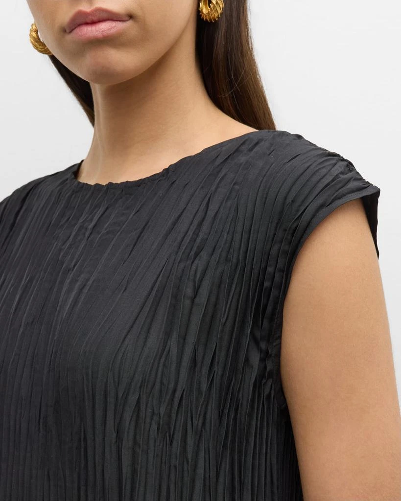 Eileen Fisher Tiered A-Line Crinkled Silk Midi Dress 5
