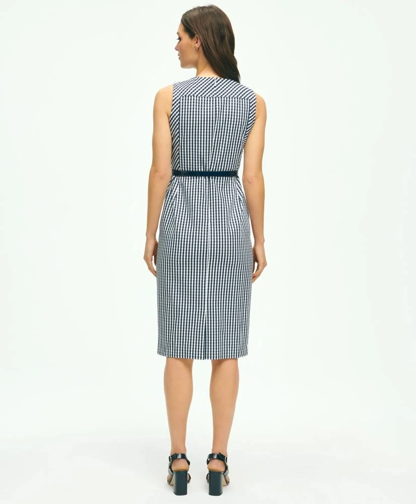 Brooks Brothers Gingham Belted Sheath Dress In Bi-Stretch Cotton 3