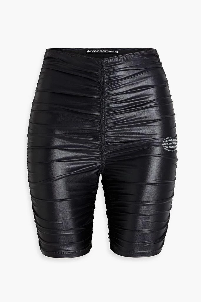 Alexander Wang Ruched logo-print satin-jersey shorts 1