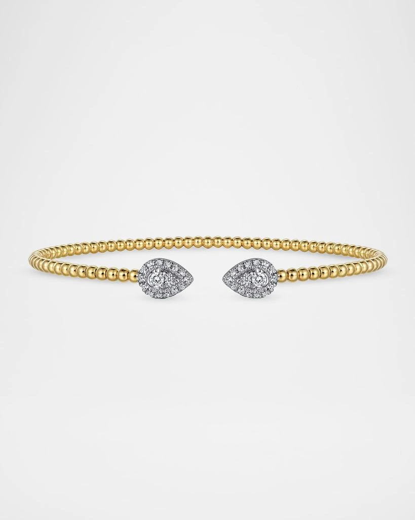 Gabriel 
Co 14K White and Yellow Gold Diamond Pear Shape Bujukan Bangle