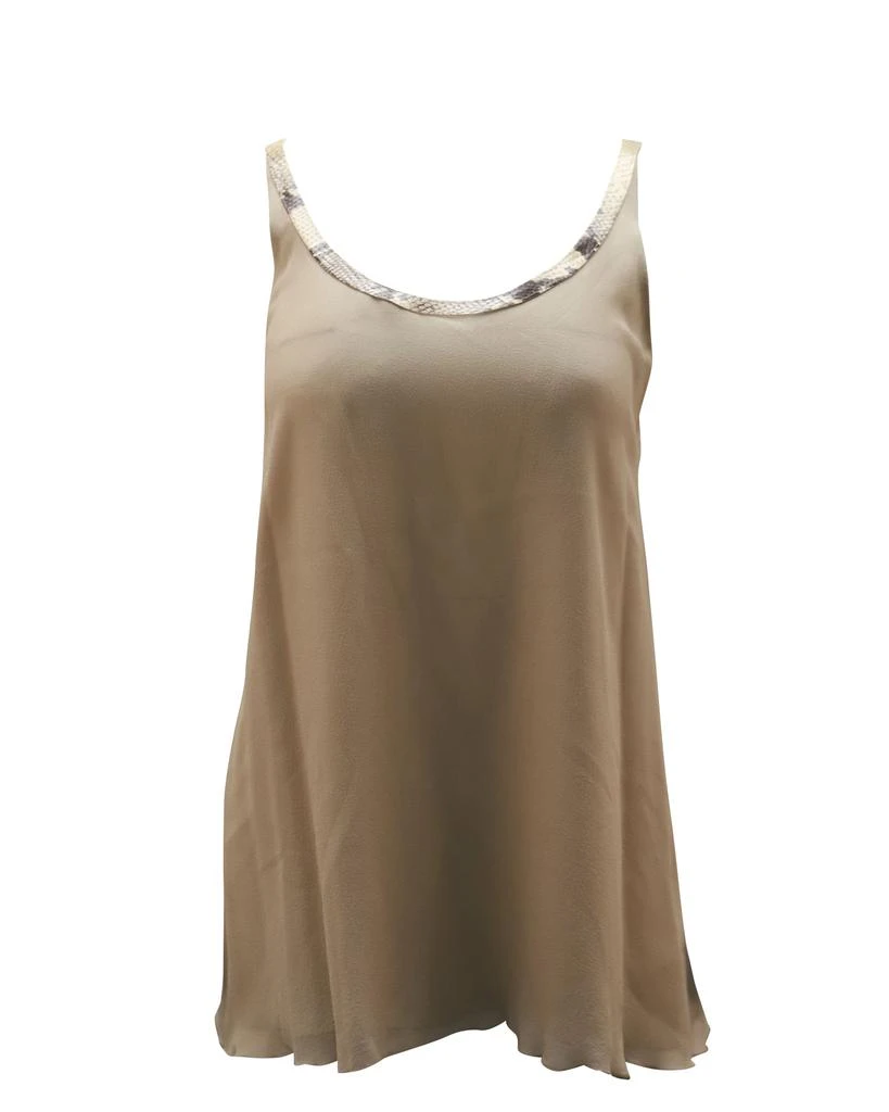 Alice + Olivia Alice + Olivia Chiffon Tank Top in Tan Silk 1