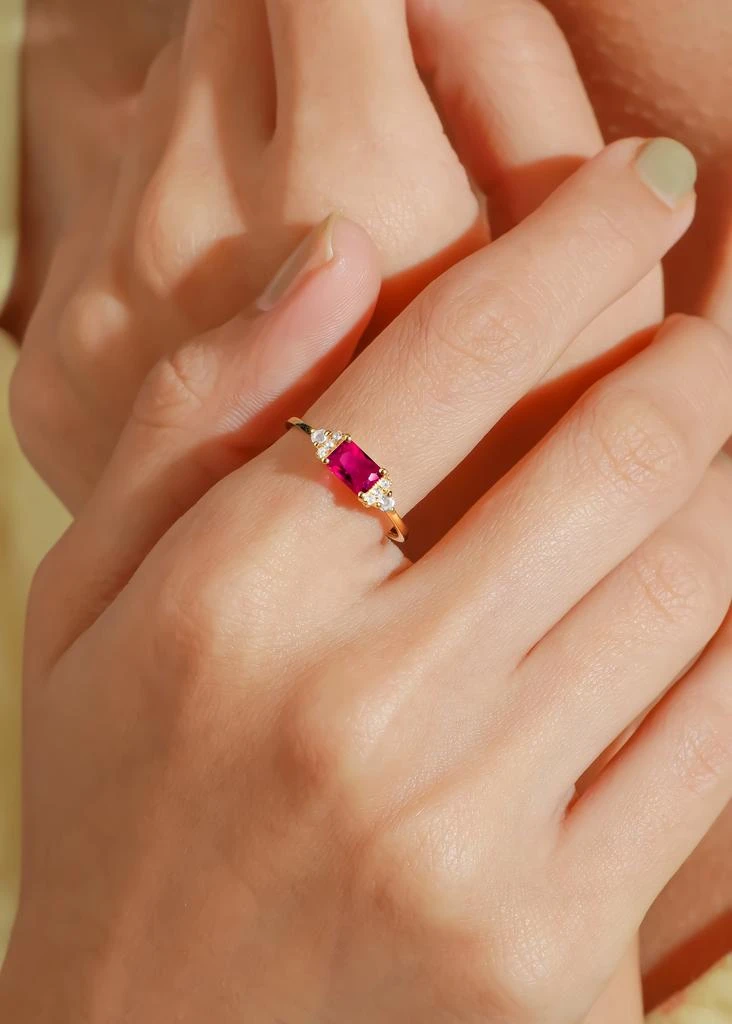 Tiramisu 14K Gold Plated Over 925 Sterling Silver Lab Created Ruby Crimson Spell Ring 2