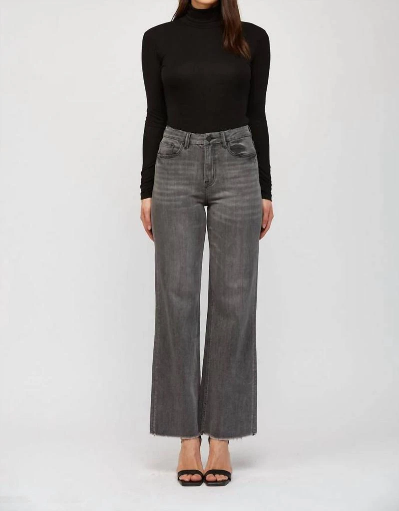 mica denim Super High Rise Wide Leg Jean In Grey 1