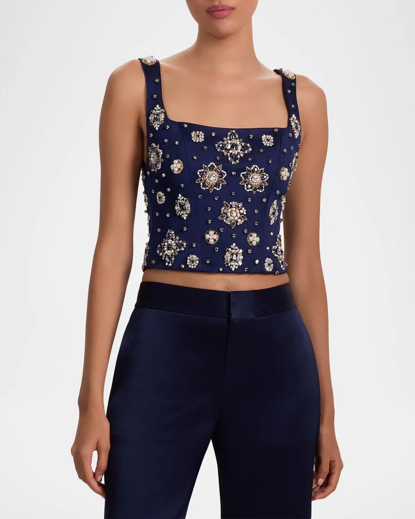 Alice + Olivia Lilianna Embellished Satin Corset Top 4