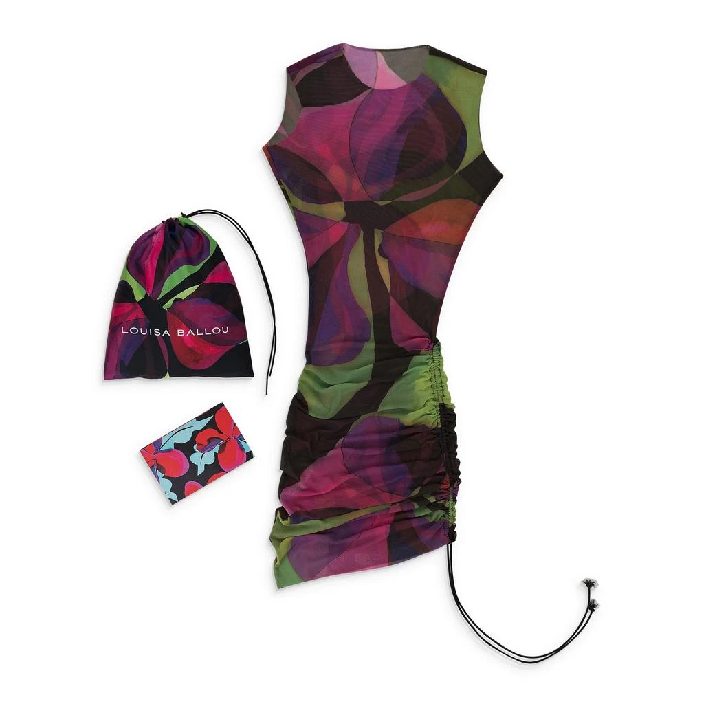 BATSHEVA HEAT WAVE SLEEVELESS RUCHED SINGLE LAYER MULTICOLOR DAY DRESS 6