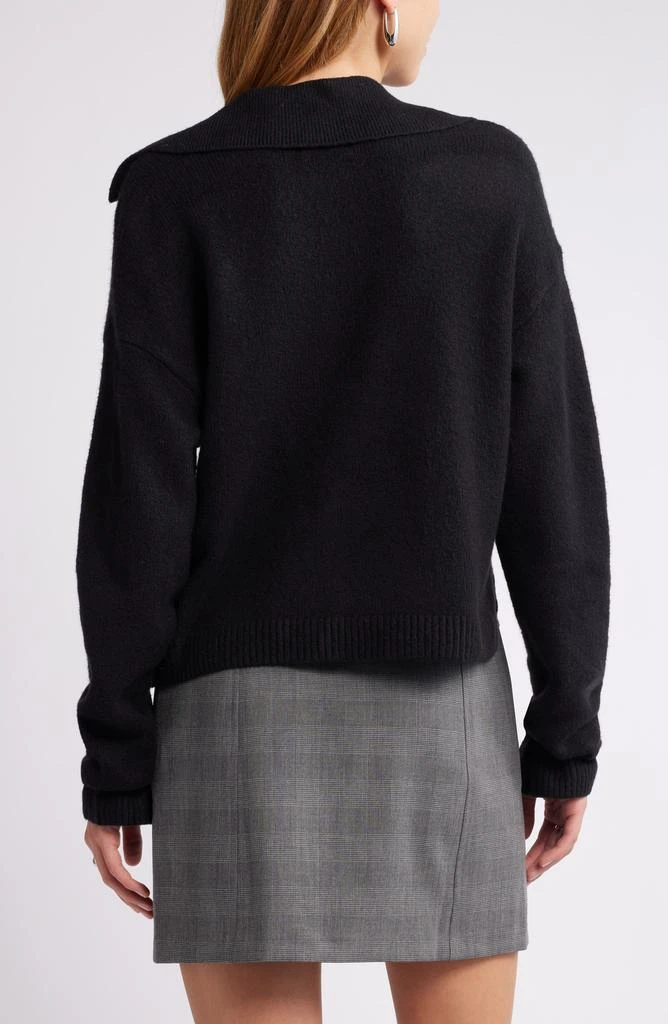 Open Edit Johnny Collar Boxy Crop Sweater 3