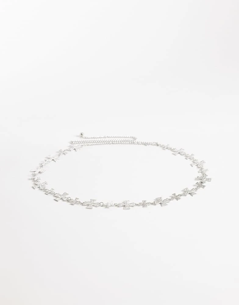 My Accessories My Accessories curve chain belt with crosses in silver