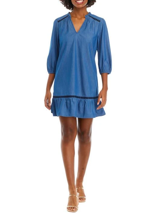 Crown & Ivy™ Ivy Womens Blouson Sleeve Ruffle Neck Dress 1