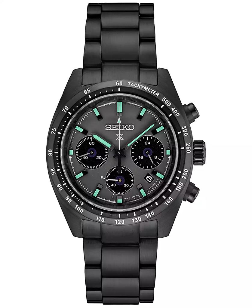 Seiko Men's Chronograph Solar Prospex Speedtimer Black Ion Plated Stainless Steel Bracelet Watch 39mm