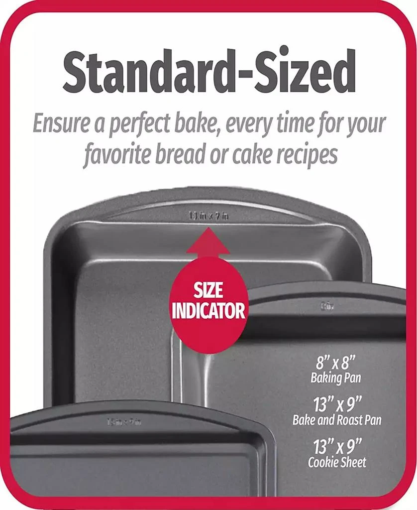 GoodCook Good Cook 3 Pack 8X8 Baking Pan with 13" x 9" Bake Pan and 13" x 9" Cookie Sheet 2
