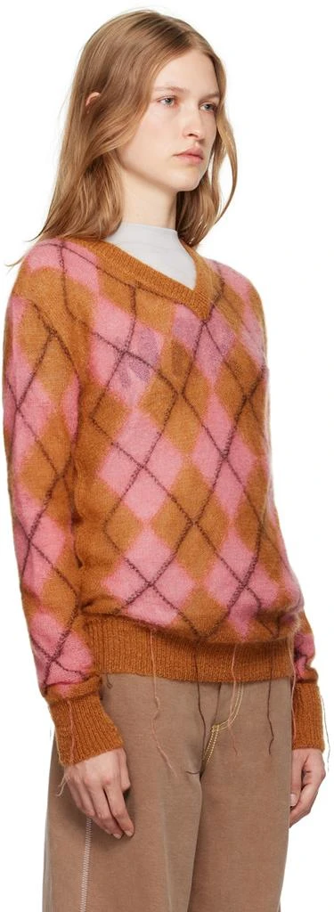 Marni Pink & Brown Argyle Sweater 2