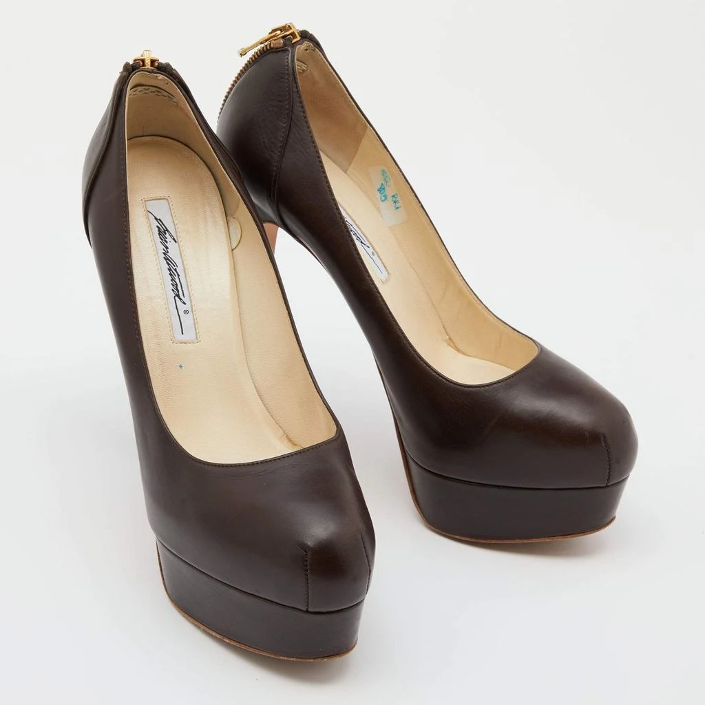Brian Atwood Brian Atwood Brown Leather Chain Heel Platform Pumps Size 38.5 4