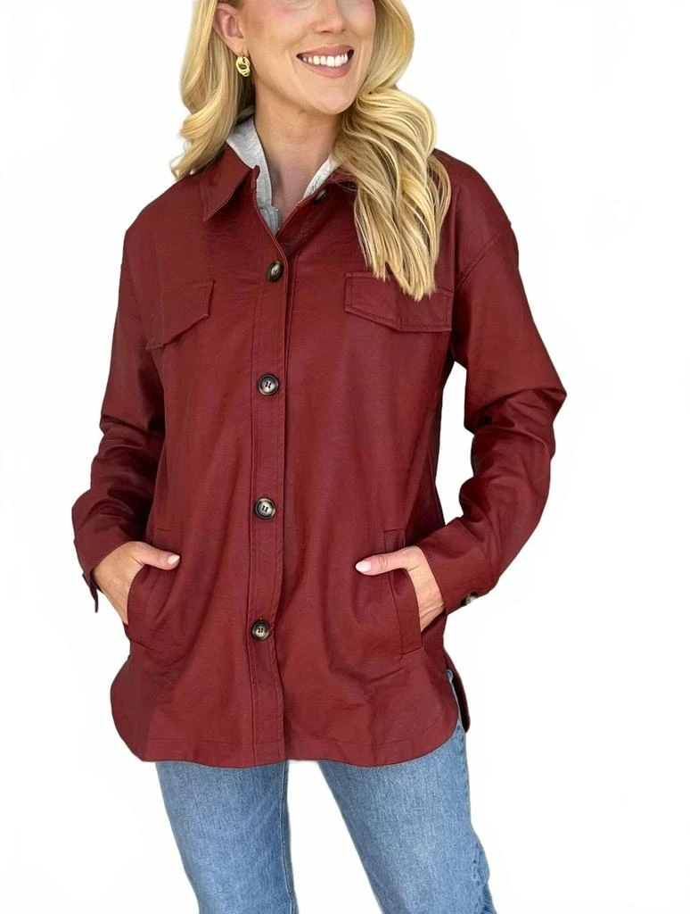 ​Carole Christian Faux Leather Jacket In Rust