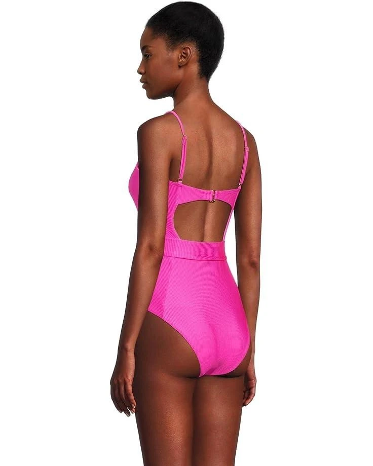 Becca Monte Carlo Makenna Rib One-Piece Women's  Azalea Swimsuit RED52 5