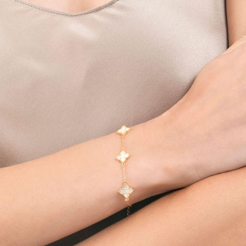 ADORNIA White Mother of Pearl Flower Bracelet gold