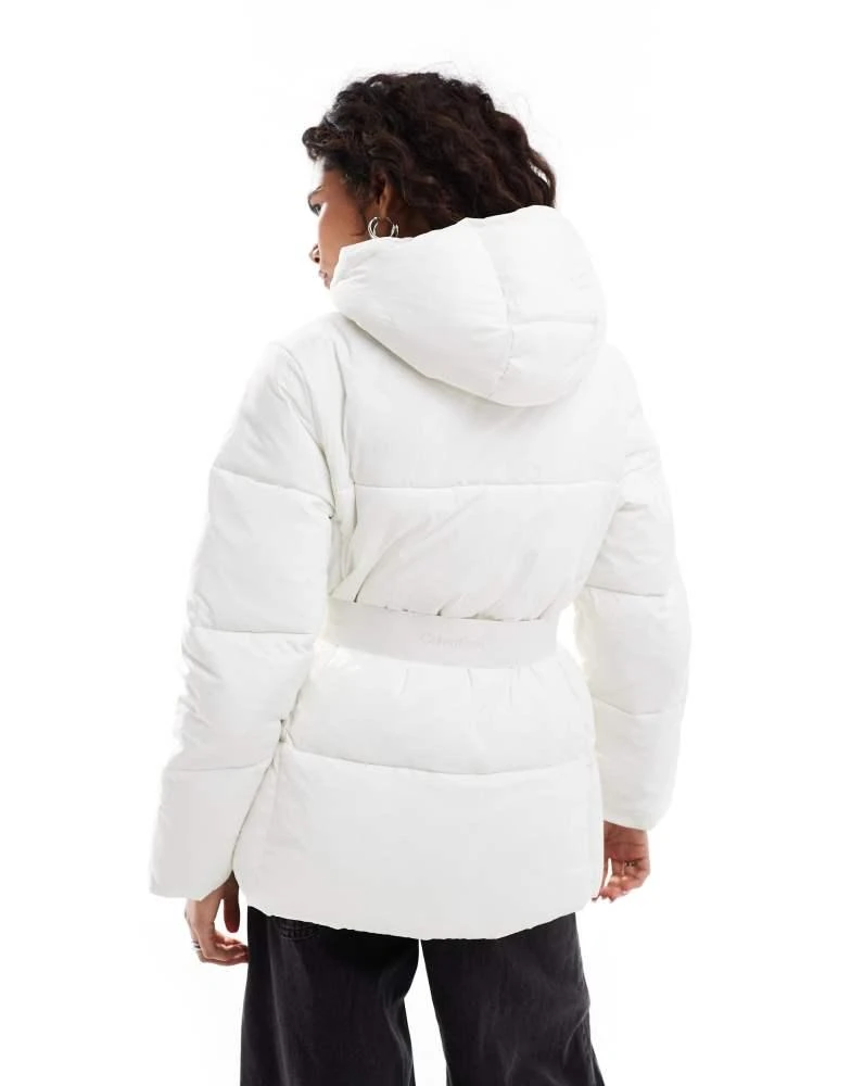 Calvin Klein Calvin Klein Jeans logo belt puffer jacket in white 4