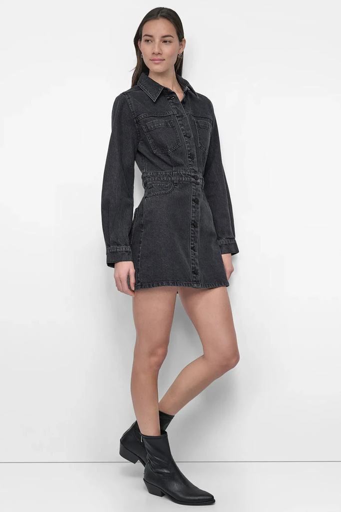 DKNY BUTTON DOWN LONG SLEEVE DENIM DRESS 3