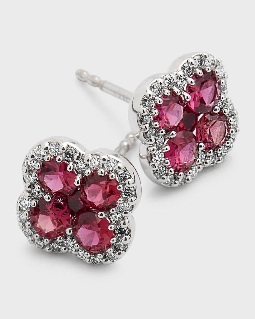 Neiman Marcus Diamonds 18K Ruby and Diamond Flower Stud Earrings, 1.60tcw, 0.4"L / 0.4"W 3