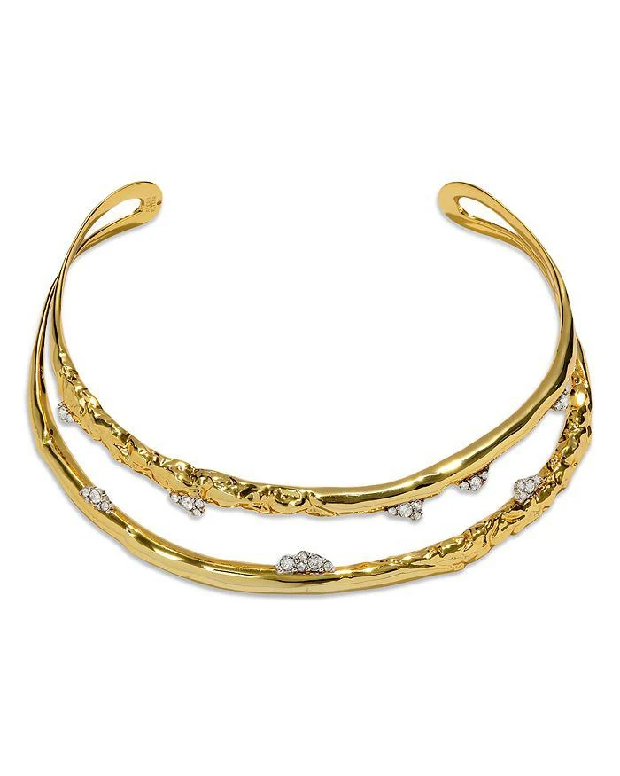 Alexis Bittar Crystal Thorned Structured Open Collar Necklace in 14K Gold Plated, 4.75" 1