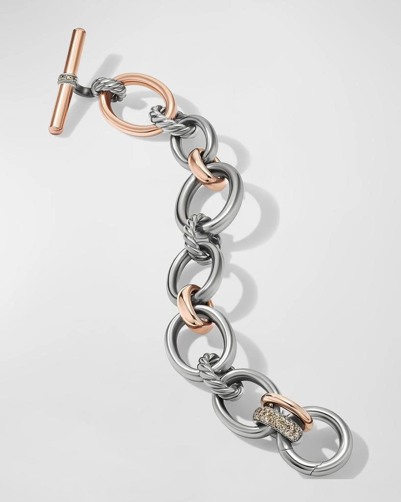 David Yurman DY Mercer Bracelet with Diamonds and 18K Rose Gold in Silver, 25mm 3