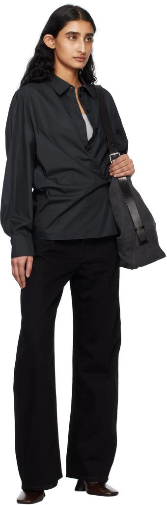 Lemaire Black Straight Collar Twisted Shirt 4