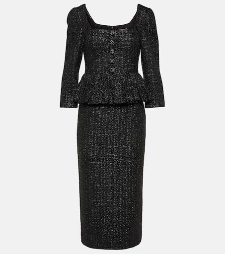 Self Portrait Peplum bouclé midi dress 1