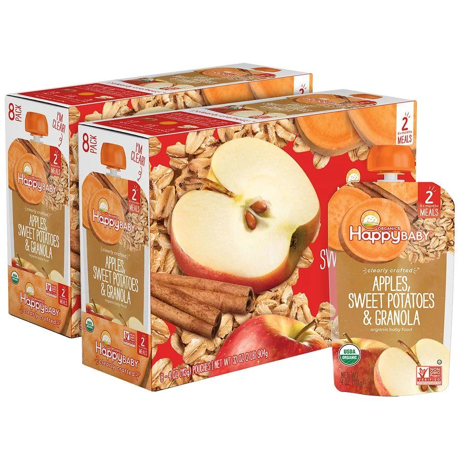 Happy Baby Organics Clearly Crafted Stage 2 Meals Apples, Sweet Potatoes & Granola Pouch Apples, Sweet Potatoes & Granola, Single Pouch 1