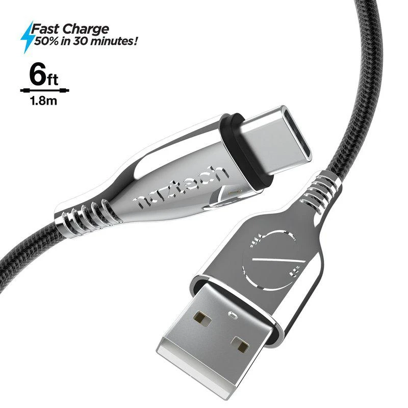 Naztech Titanium USB to USB-C Braided Cable 6ft 1