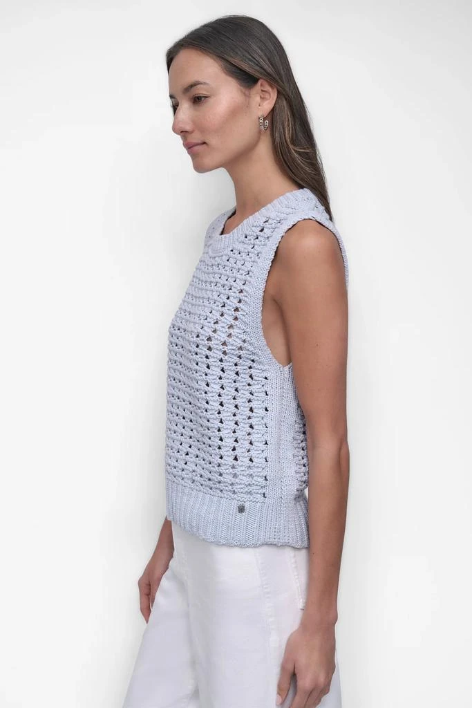 DKNY SLEEVLESS POINTELLE STITCH CREW NECK VEST 3