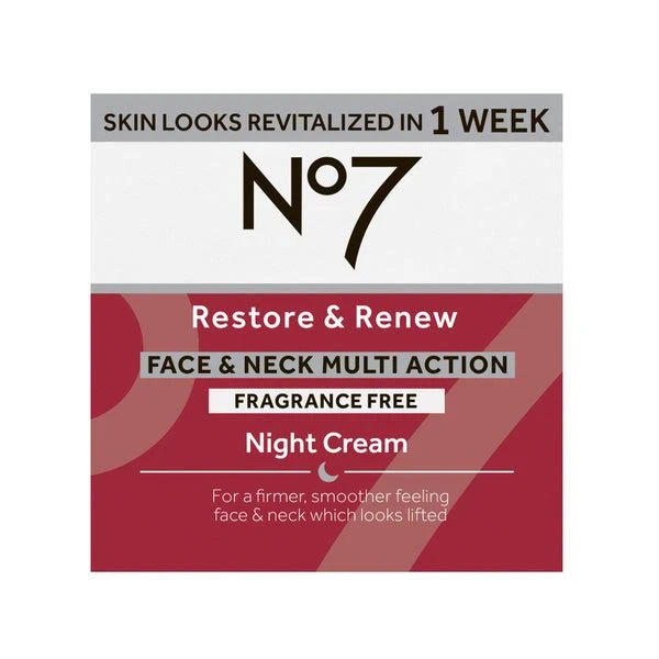 No7 Restore & Renew Multi Action Face & Neck Fragrance Free Night Cream (50ml) 6