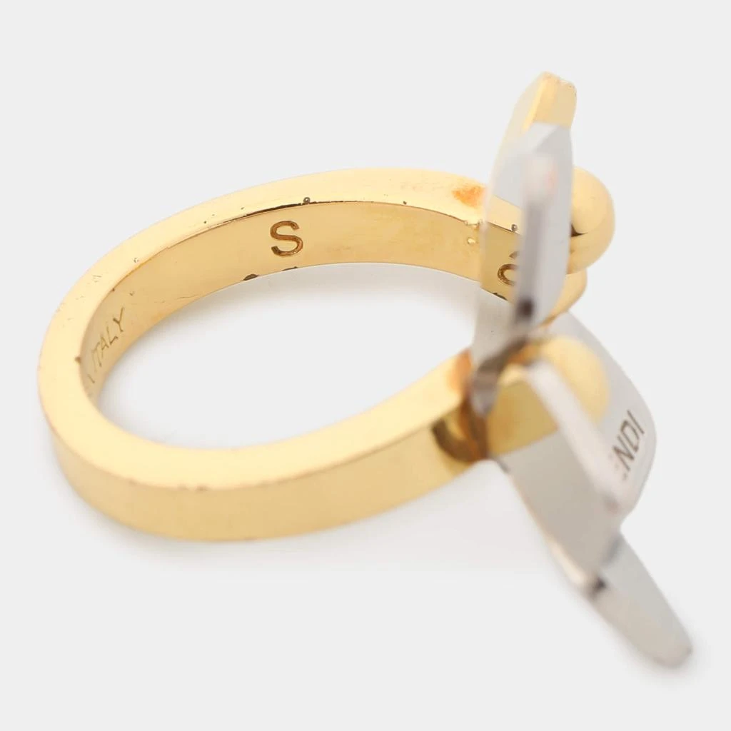 Fendi Fendi Two Tone Flower Motif Open Ring Size 51 4
