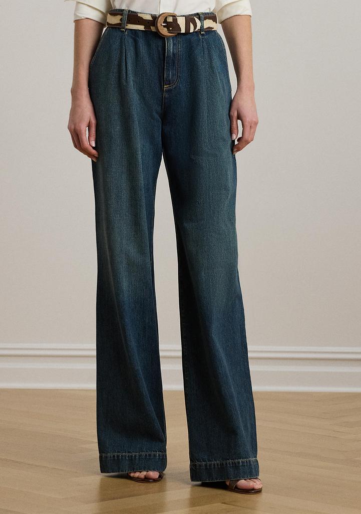 Ralph Lauren Women's High-Rise Pleated Wide-Leg Jeans